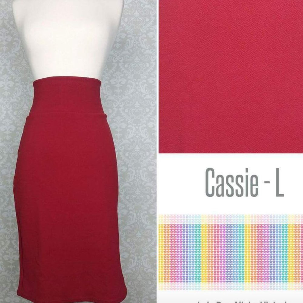 LuLaRoe Cherry Red "Cassie" Pencil Skirt